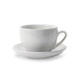 Danesco #19WH - Cappuccino Cup with Saucer, 5 oz (170mL), white porcelain, dishwasher safe