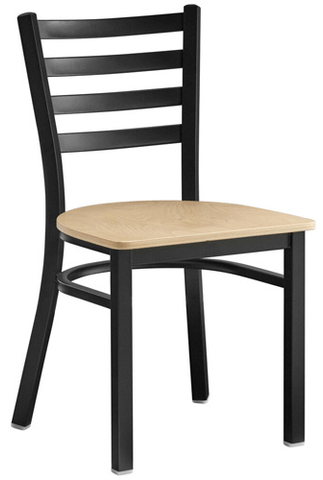 Omcan Canada 47594+69745 - (47594+69745) Metal Ladder Back Chair with Natural Wood Seat