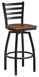 Omcan Canada 47593+69742 - (47593+69742) Bar Height Metal Ladder Swivel Chair with Walnut Wood Seat