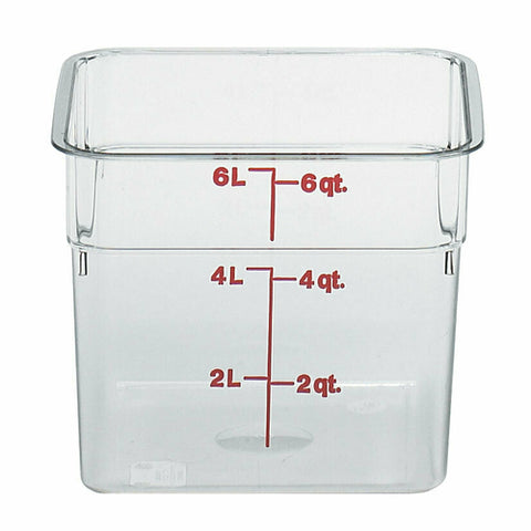 Cambro 6SFSCW135 — CamSquare® Food Container, 6 qt., 8-3/8"L x 8-3/8"W x 7-1/4"H, red graduation, polycarbonate, dishwasher safe