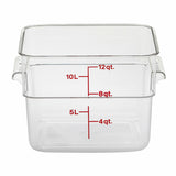 Cambro 12SFSCW135 — CamSquare® Food Container, 12 qt., 11-1/4"L x 12-1/4"W x 8-5/16"H, with handles, red graduation, polycarbonate