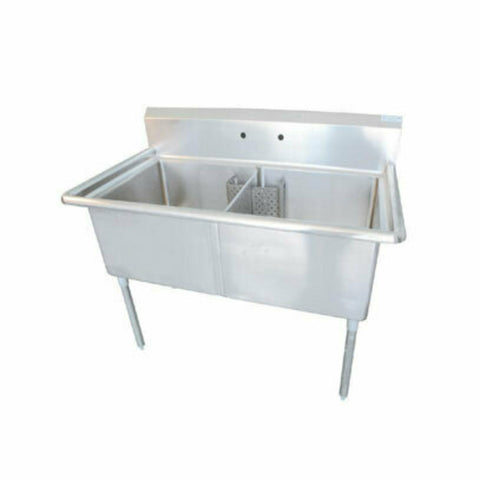 EFI Sales Ltd. Canada SI818-2N — Prep Sink, two compartment, 41"W, 18" x 18" x 11" deep compartments, 8-1/2"H backsplash, 8" OC splash mount faucet holes