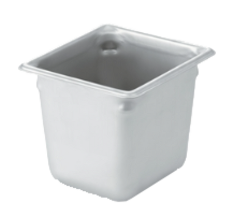 Vollrath 30662 — Super Pan V® Food Pan, 1/6 size, 6" deep, 2.7 qt capacity, 22 gauge, 300 series stainless steel, reinforced pour corners