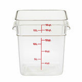 Cambro 18SFSCW135 — CamSquare® Food Container, 18 qt., 11-1/4"L x 12-1/4"W x 12-5/8"H, with handles, red graduation, polycarbonate