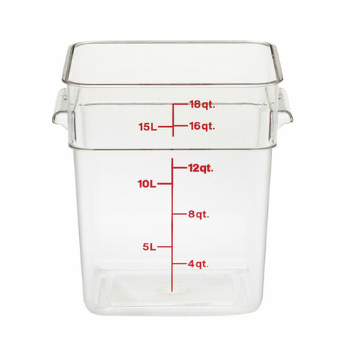 Cambro 18SFSCW135 — CamSquare® Food Container, 18 qt., 11-1/4"L x 12-1/4"W x 12-5/8"H, with handles, red graduation, polycarbonate