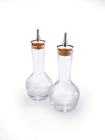 Mercer Culinary M37196 — Barfly® Bitters Bottle Set, each bottle 3 oz. (90 ml.), contemporary styling, 2-7/8" dia. x 6-1/2"H, glass