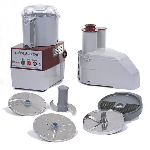 Robot Coupe Canada R2DICE — R2DICE READY - Commercial Vegetable Prep Machine, 3 liter gray polycarbonate bowl with handle