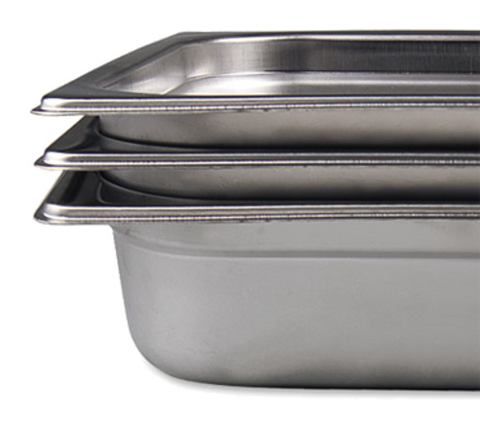 Browne Canada Foodservice 22124 — Steam Table Pan, 1/2 size, 7 qt., 12-3/4"L x 10-3/"W x 4" deep, solid, reinforced edge & corners, anti-jam, 22 gauge