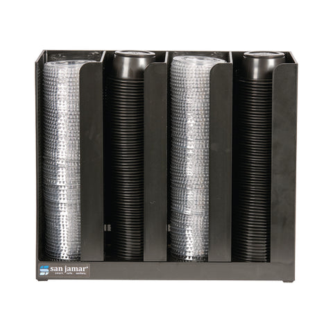 CFS Brands PCL2 — San Jamar - Portion cup/Lid Organizer, 10" x 11-1/2" x 3-1/4", 4-section, 2" lid/cup rim diameter, open face