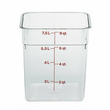 Cambro 8SFSCW135 — CamSquare® Food Container, 8 qt., 8-3/8"L x 8-3/8"W x 9-1/8"H, red graduation, polycarbonate, dishwasher safe