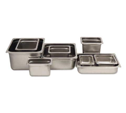 Browne Canada Foodservice 22166 — Steam Table Pan, 1/6 size, 2.8 qt., 6-7/8"L x 6-1/4"W x 6" deep, solid, reinforced edge & corners, anti-jam, 22 gauge