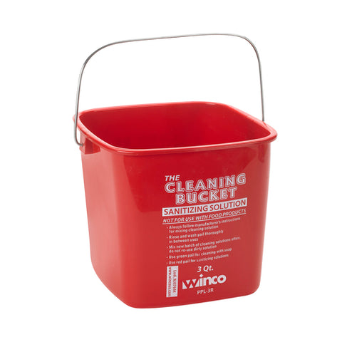 Winco PPL-3R — 3Qt Cleaning Bucket, Red Sanitizing Solution