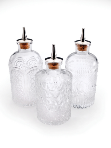 Mercer Culinary M37195 — Barfly® Bitters Bottle Set, retro styling, glass, stainless steel dasher top with cork, includes: M37186