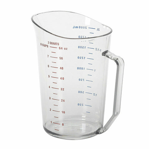 Cambro 200MCCW135 — Camwear® Measuring Cup, 2 qt., molded handle, dishwasher safe, polycarbonate, clear, NSF, Made in USA