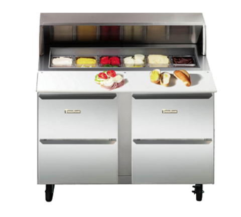 Traulsen Canada UPT7230-DD - Dealer's Choice UPT Series Compact Prep Table Refrigerator with roll-top lid which serves as an overshelf
