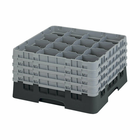 Cambro 16S900110 — Camrack® Glass Rack, with (4) soft gray extenders, full size, 19-3/4" x 19-3/4" x 10-1/2", (16) compartments